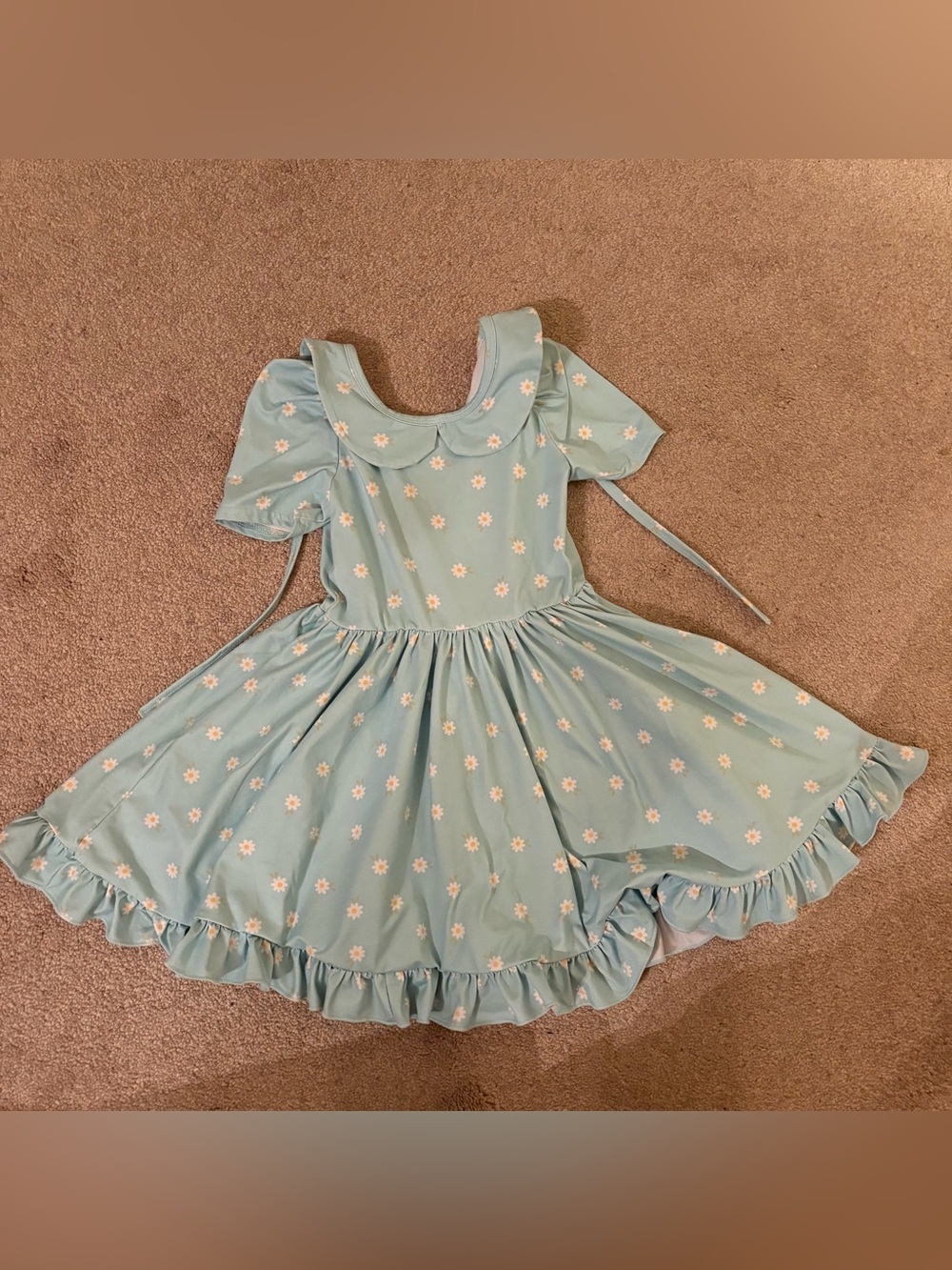 Girlhood Girls Pale Blue Daisy Ruffle Dress with Peter Pan Collar size 6